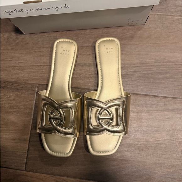 A New Day Metallic Gold Slide Sandals - Picture 5 of 5
